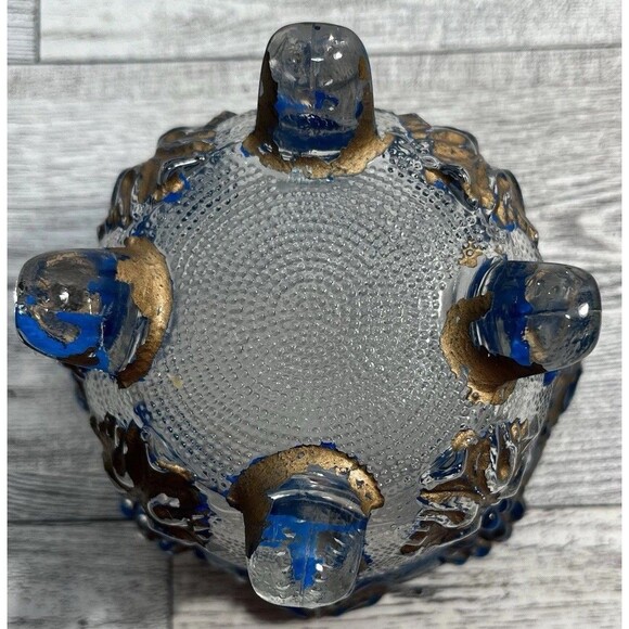 Vintage Jeanette Pink Glass, Footed Candy Bowl w Lid, Grape Design - Picture 7 of 13